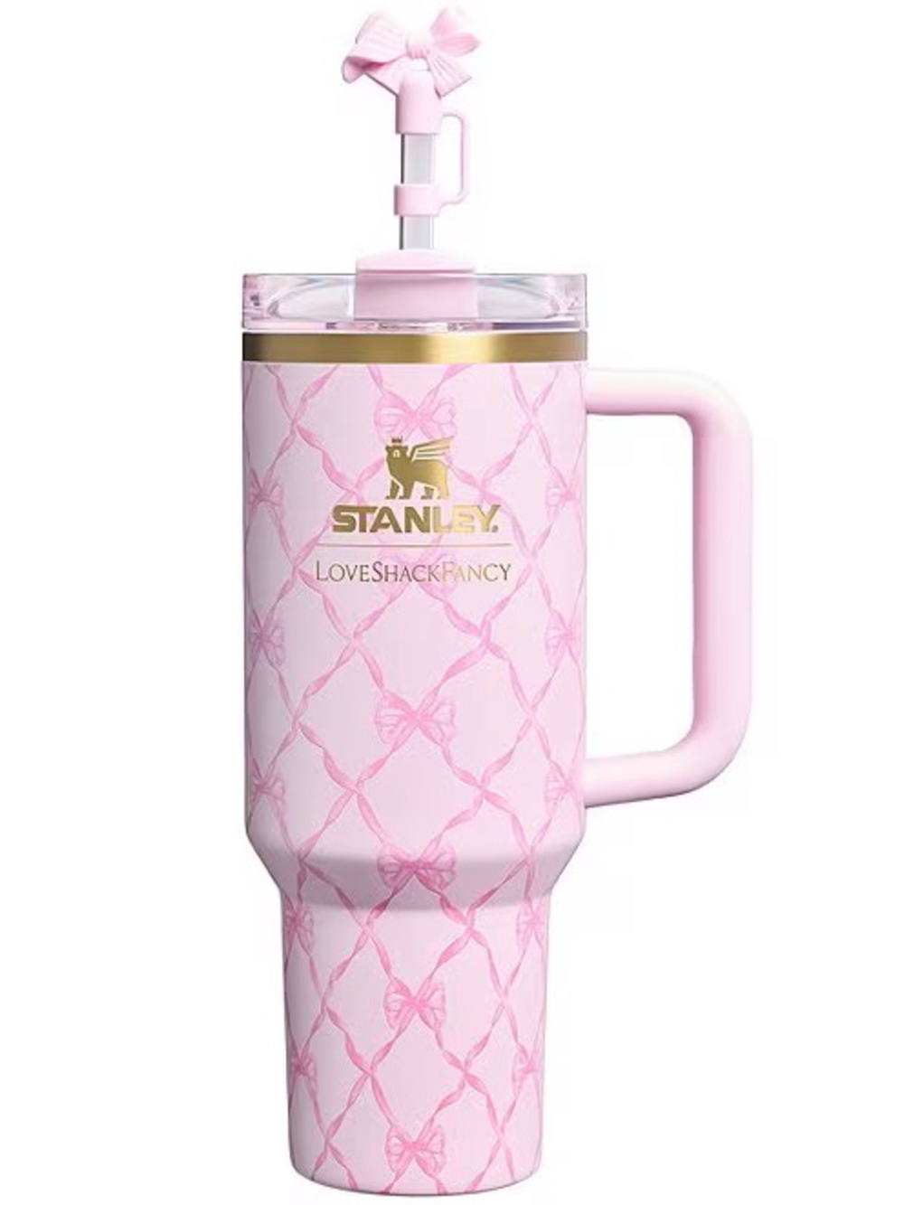 NWT Stanley 1913 x LoveShackFancy Baby Bow Pink Peppermint Flowstate Tumbler
